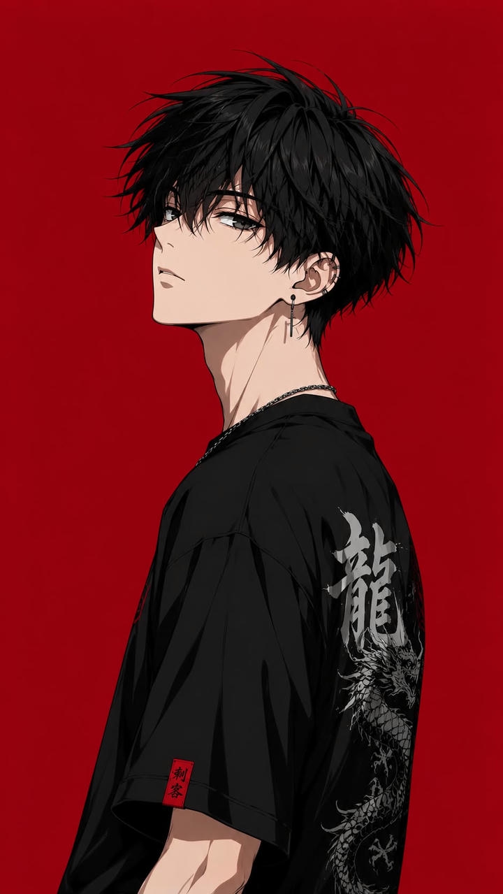 Black Hair Anime Boy DP for Instagram