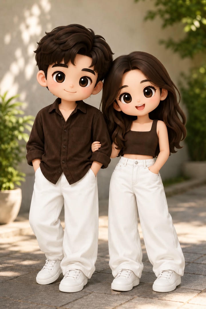 Chibi Cute Couple Cartoon DP Boy And Girl