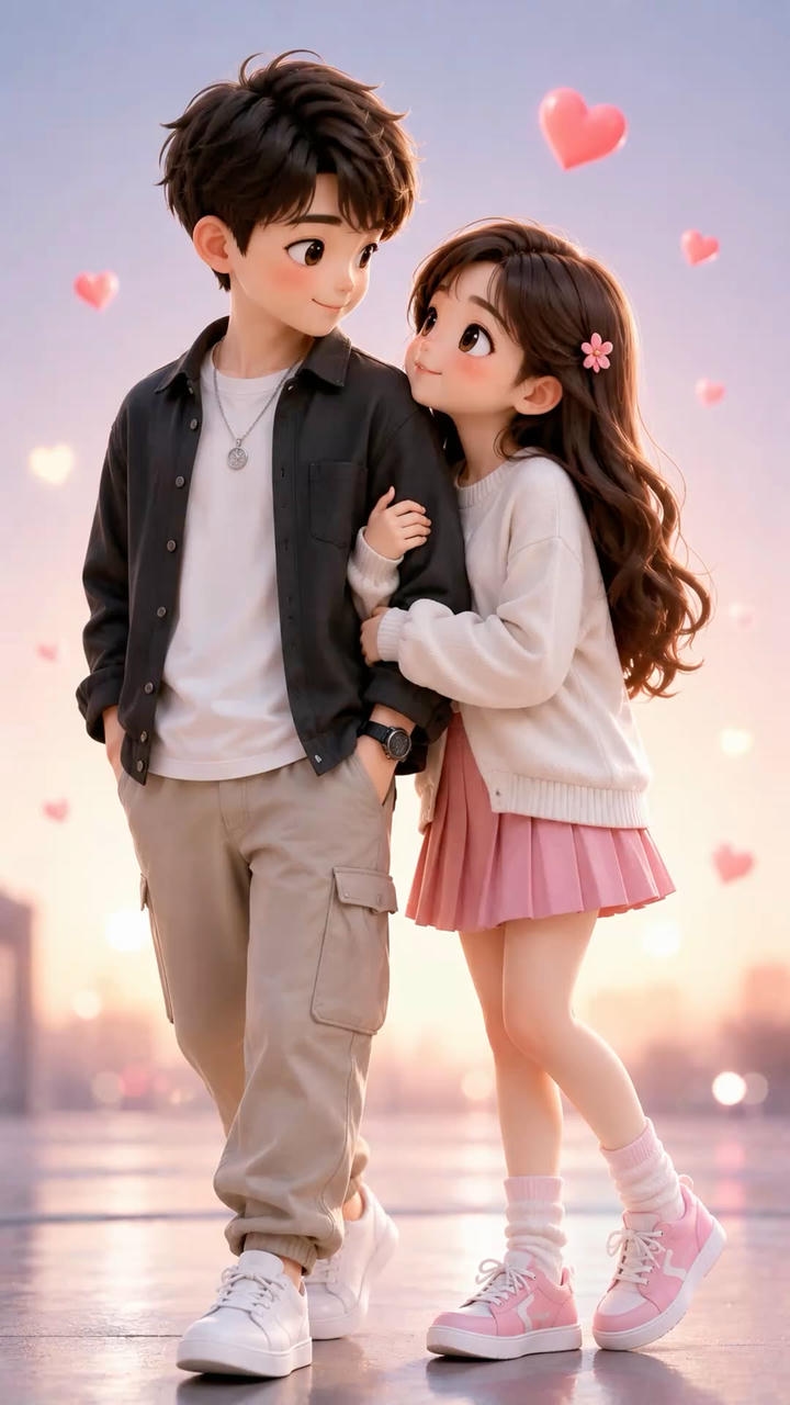 Chibi Cute Couple Cartoon DP For Lovers