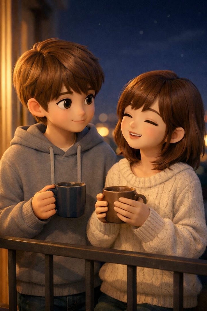 Chibi Cute Couple Cartoon DP Half Half