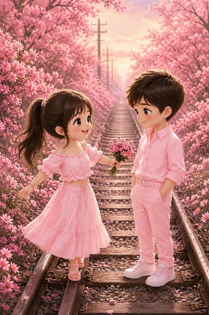 Chibi Cute Couple Cartoon DP Hugging