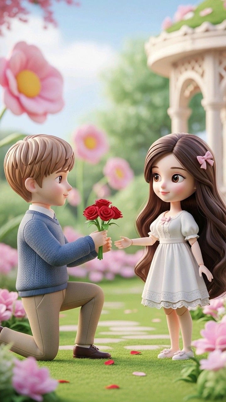 Chibi Cute Couple Cartoon DP Kissing