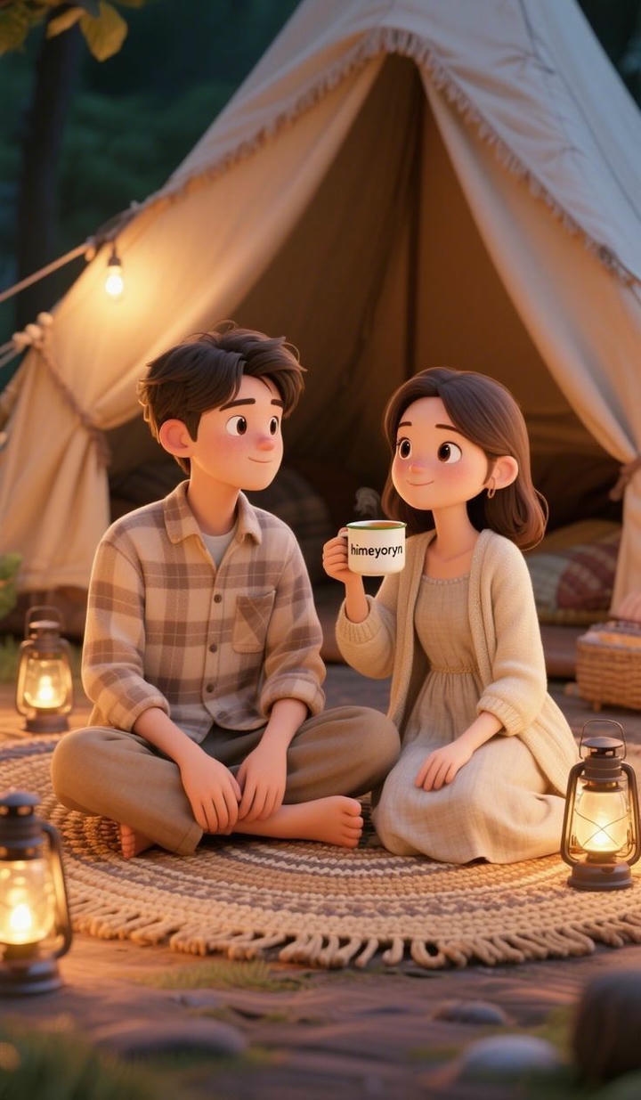 Chibi Cute Couple Cartoon DP With Hearts