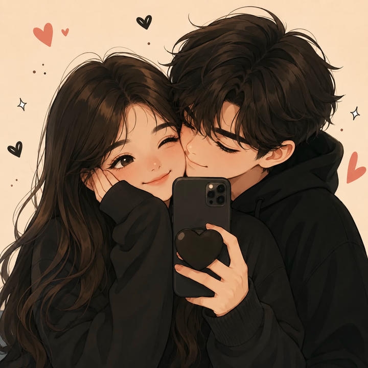Couple Cartoon Wallpaper Boy and Girl