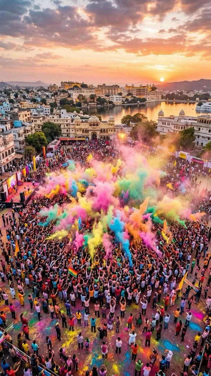 Holi Wish Image with Gulal
