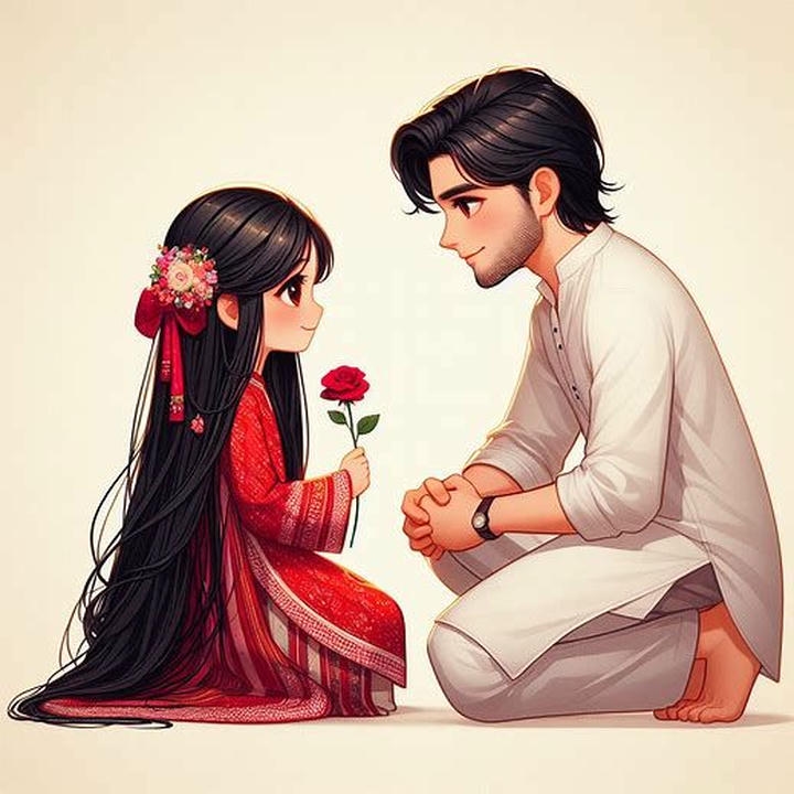 Indian Style Cartoon Couple DP