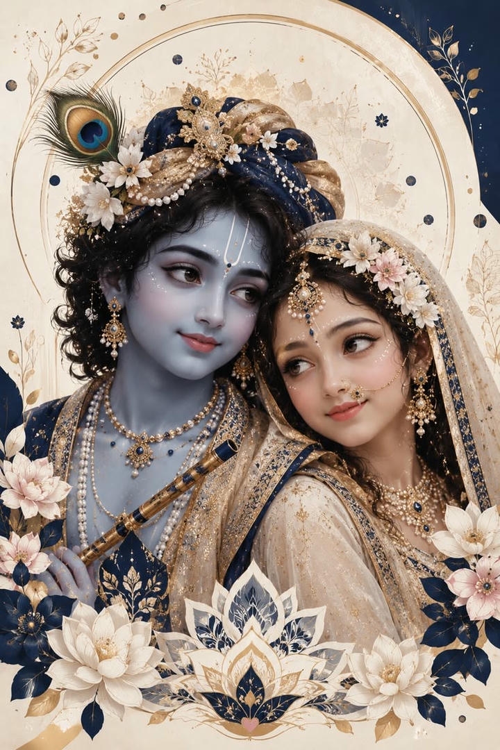 Radha Krishna flute love photo
