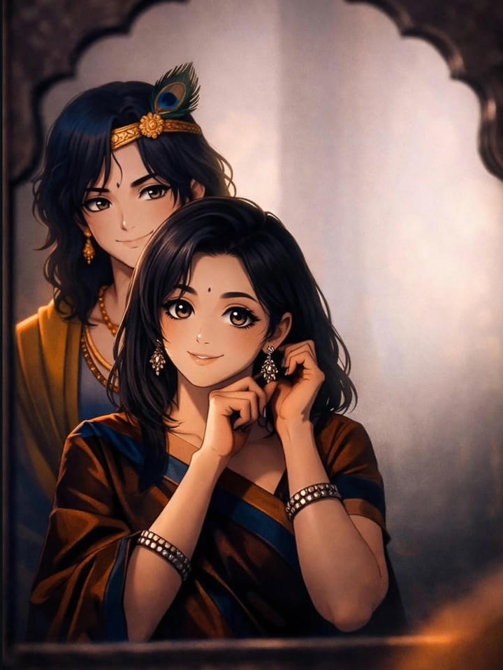Radha Krishna moonlit love dp hd