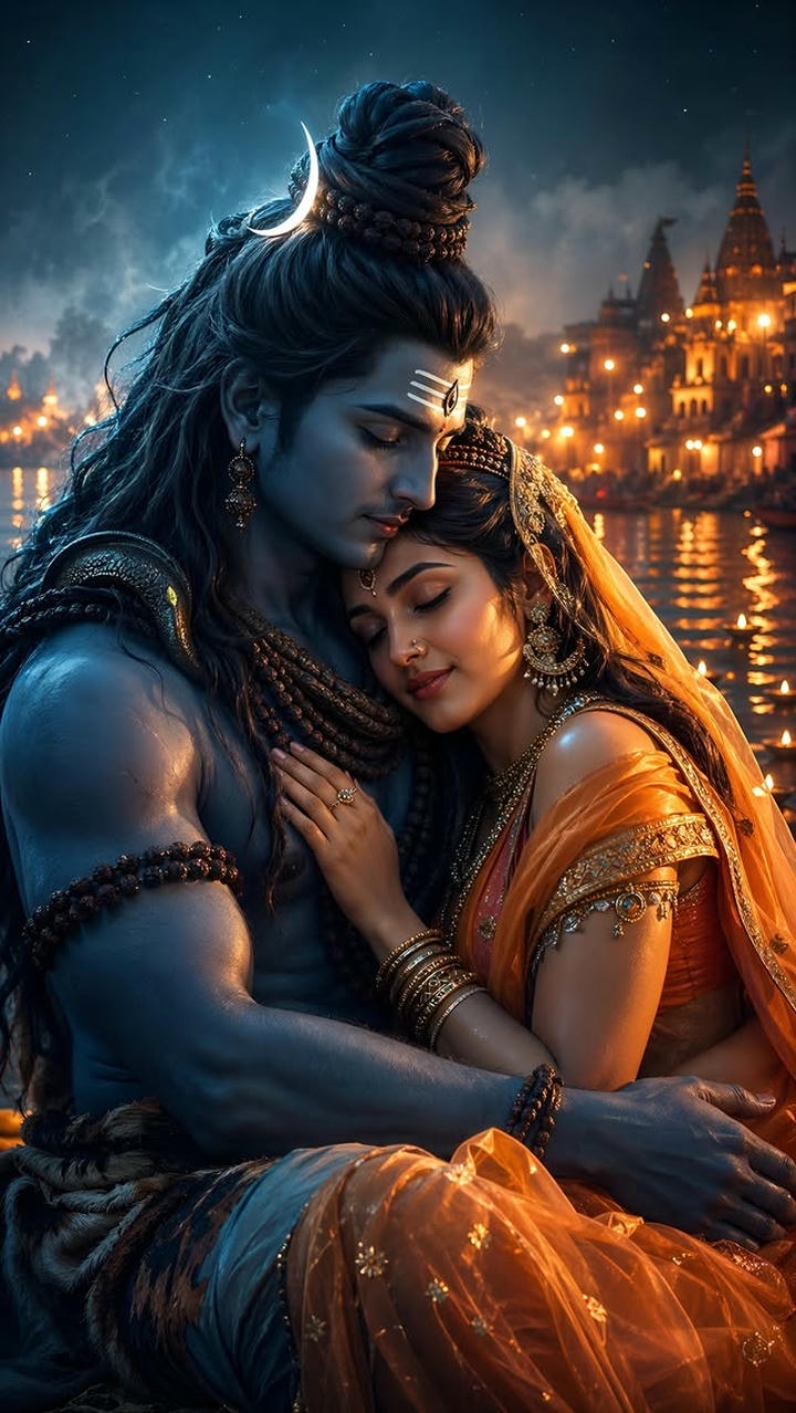 Shiv Parvati Black Background Dp