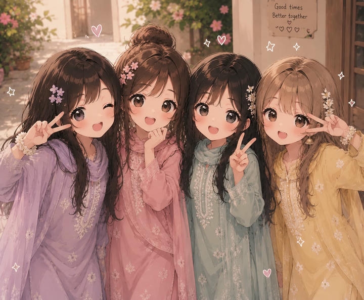 4 Friends Group DP Girl Cute Anime