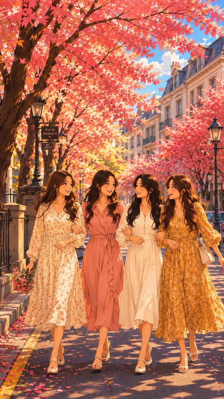 4 Friends Group DP Girl Cute Cartoon