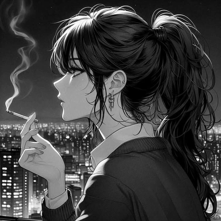 Attitude Black Anime Girl DP for Instagram