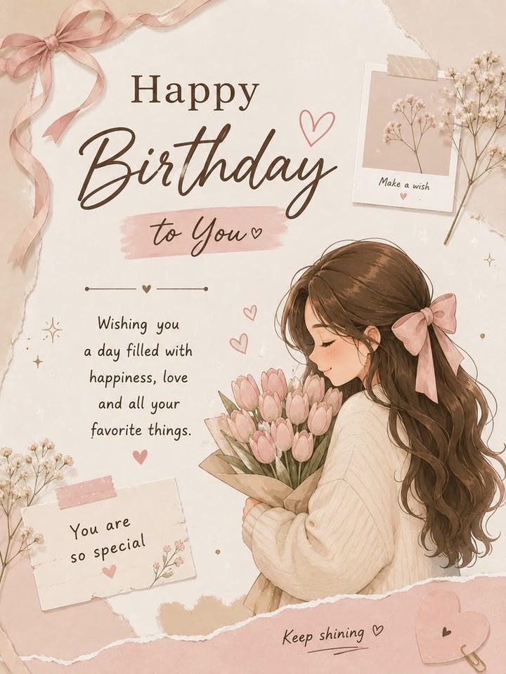 Birthday Wish with Image for Girl