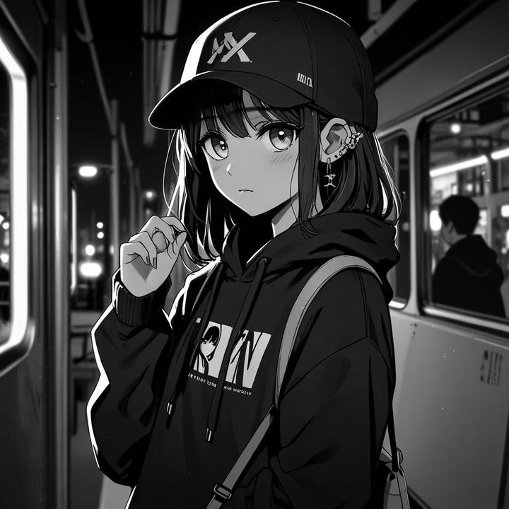 Black Background Anime Girl DP