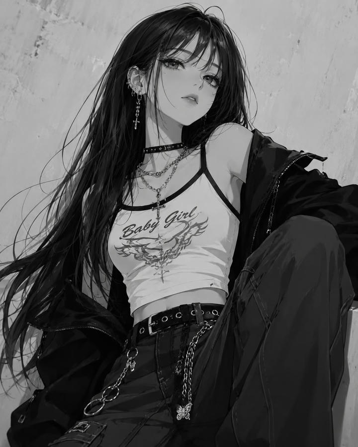 Black Hoodie Anime Girl DP