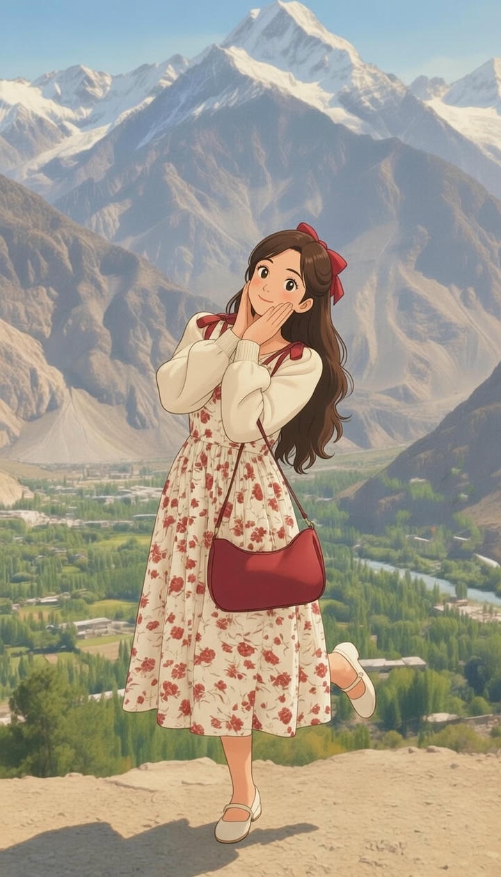 Confident Girl Cartoon Alone Cute DP 4K