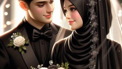 Cute Husband Wife Love Islamic Couple Cartoon DP