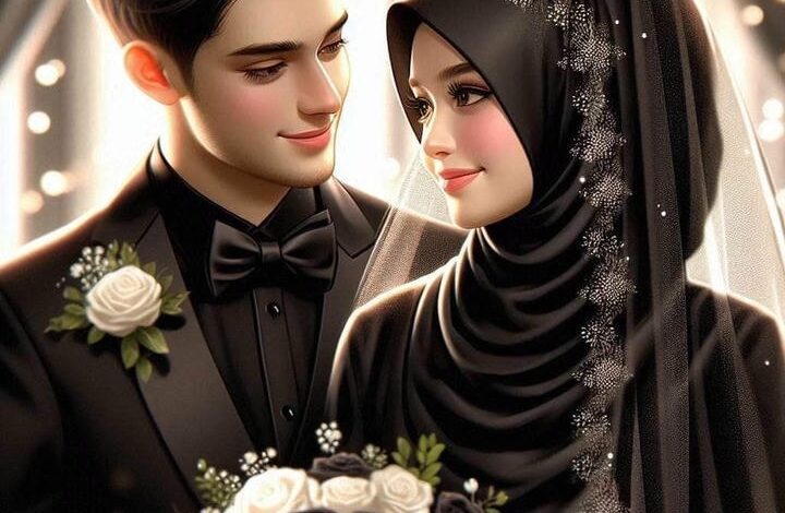 Cute Husband Wife Love Islamic Couple Cartoon DP