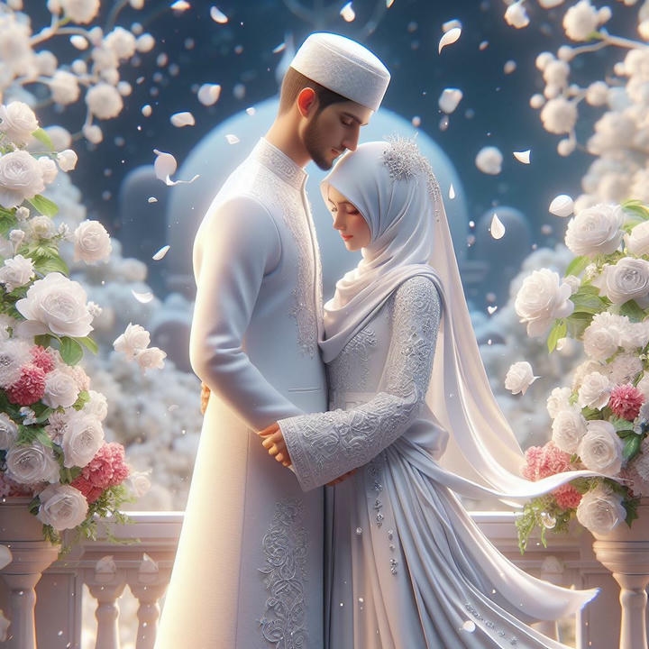 Cute Islamic Couple DP Cartoon