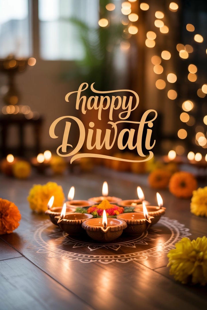 Happy Diwali Wish Image with Rangoli