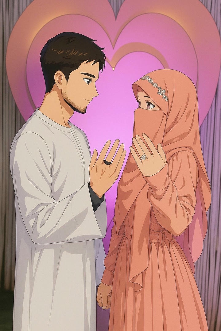 Husband Wife Love Islamic Couple Cartoon DP Download