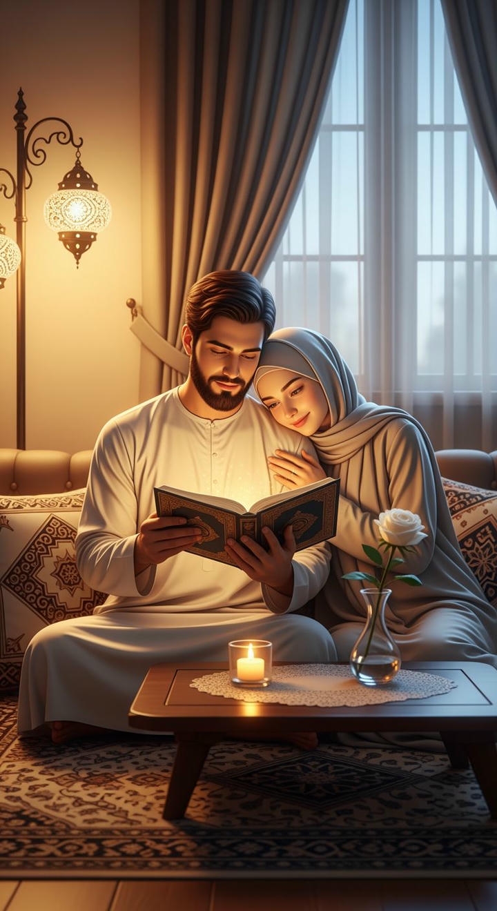 Husband Wife Love Islamic Couple Cartoon DP HD