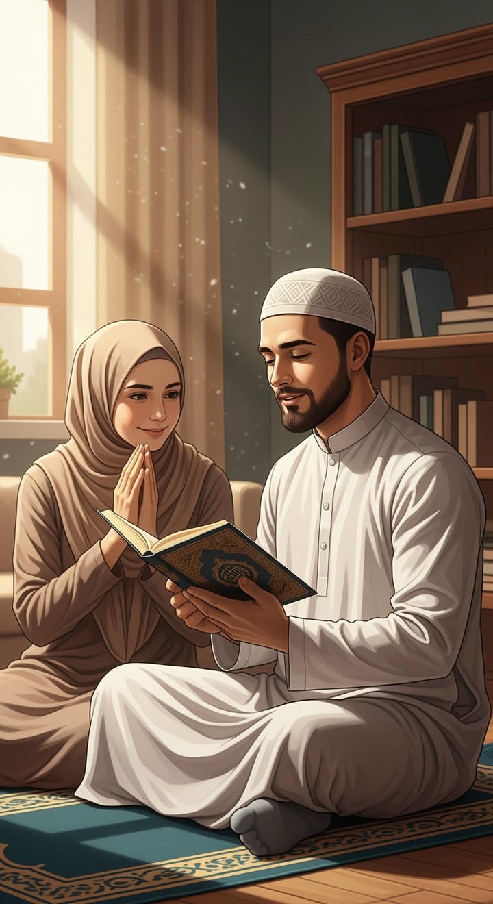 Husband Wife Love Islamic Couple Cartoon DP Images