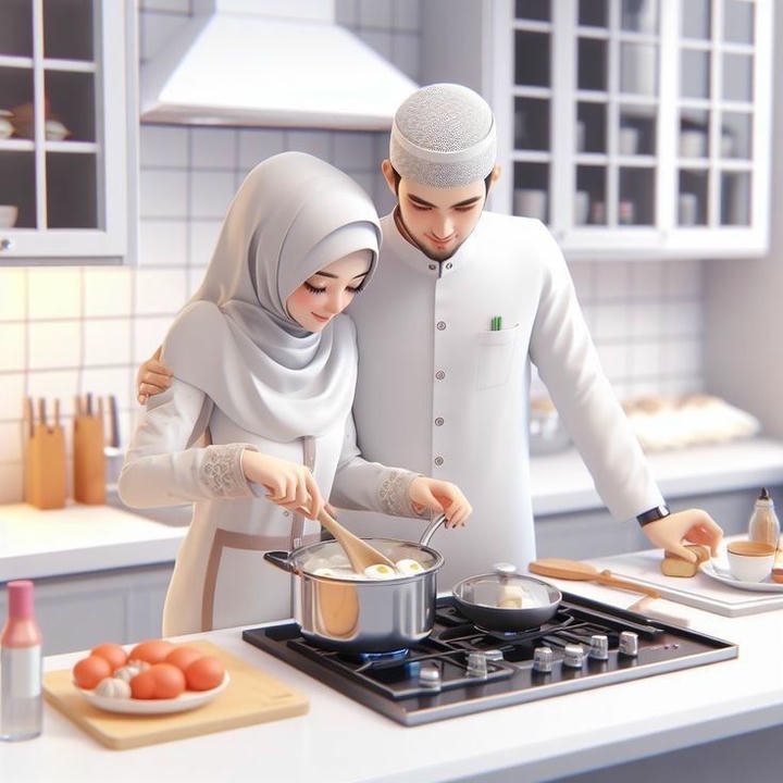 Husband Wife Love Islamic Couple Cartoon DP Pics