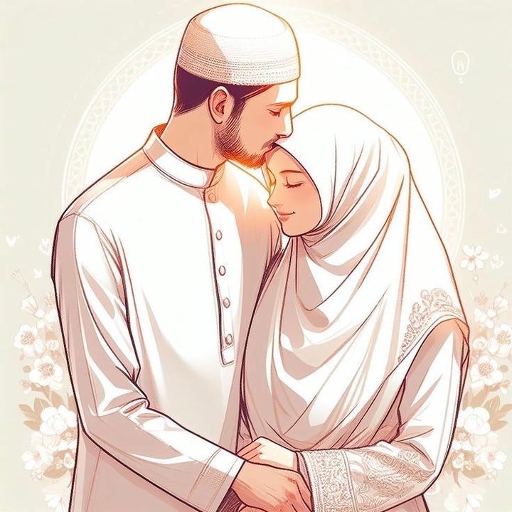 Husband Wife Love Islamic Couple Cartoon DP for Instagram
