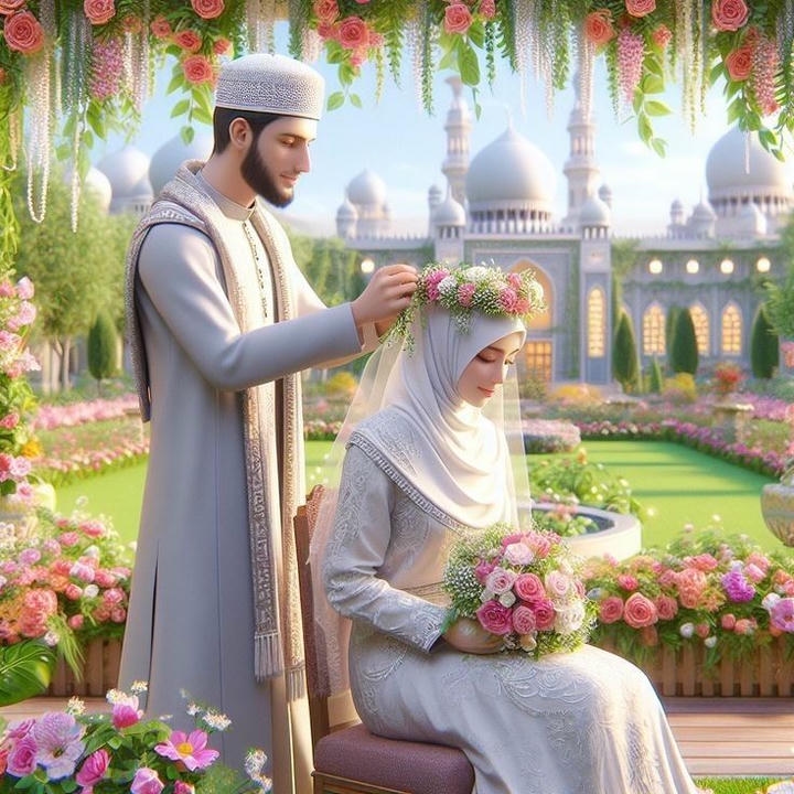 Husband Wife Love Islamic Couple Cartoon DP for WhatsApp