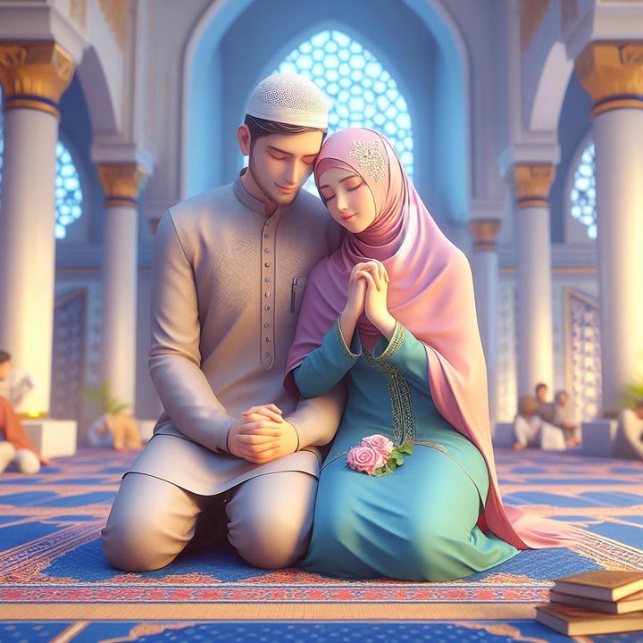Husband Wife Love Islamic Couple Cartoon DP