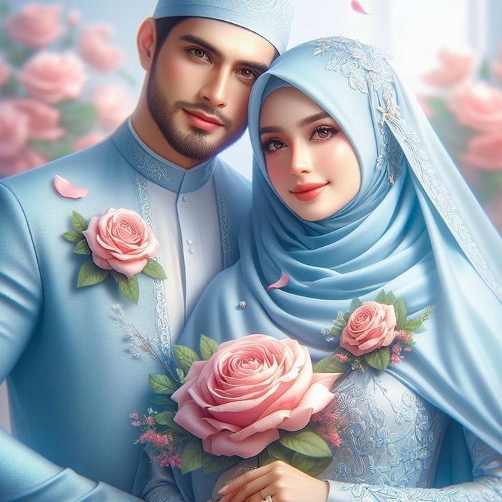 Husband Wife Love Islamic Hijab Couple Cartoon DP