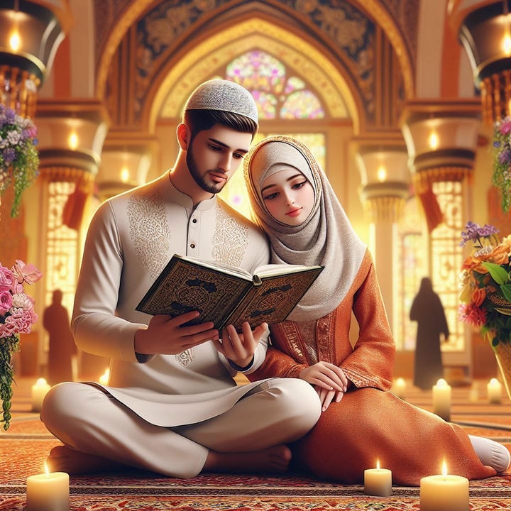 Husband Wife Love Muslim Couple Cartoon DP
