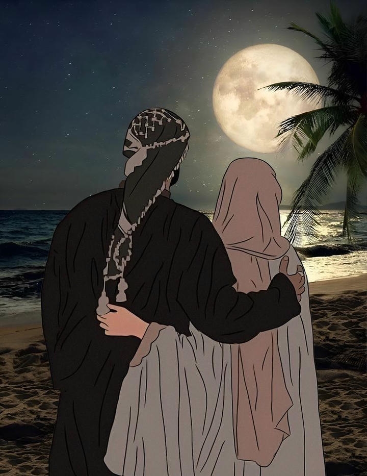 Islamic Couple Cartoon DP Husband Wife