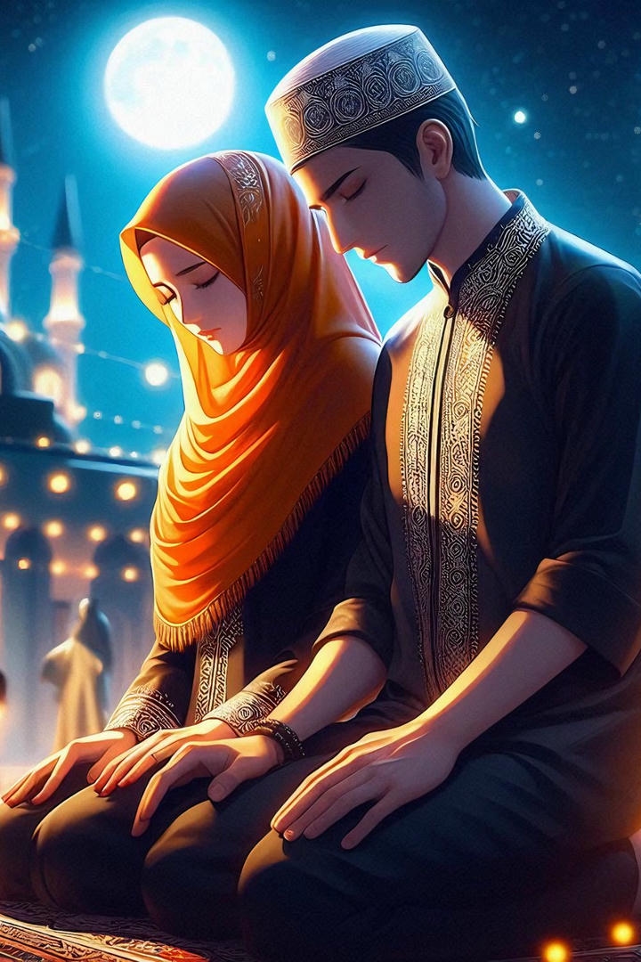 Islamic Husband Wife Love Cartoon DP