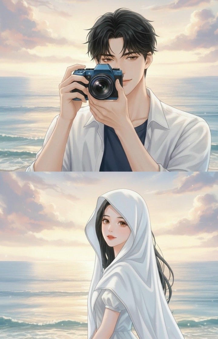 Matching Cute Couple DP Animation Half Half