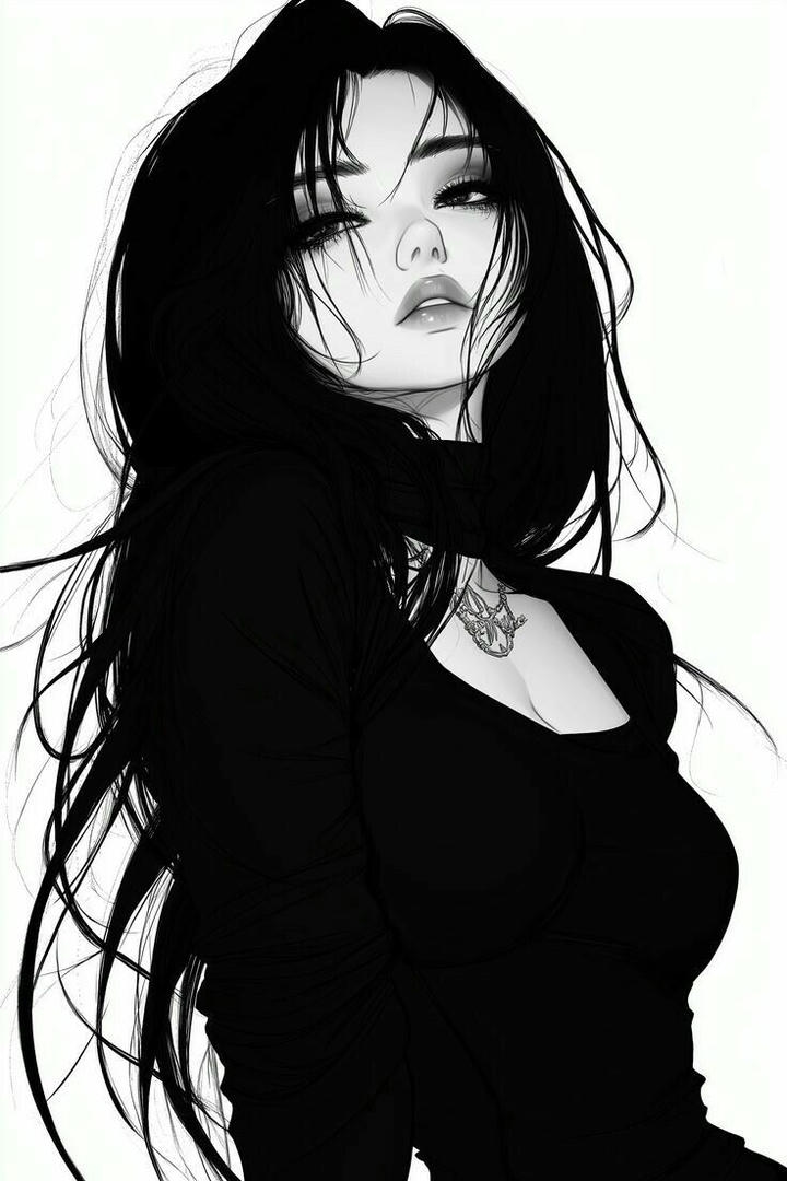 Stylish Black Anime Girl DP for Instagram